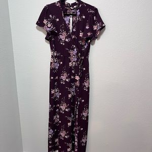 Miami Burgundy Floral Maxi Dress Size Small
